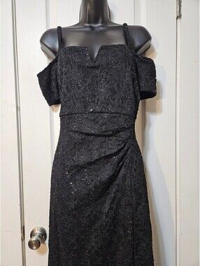 Candlelight Off-Shoulder Sequin Lace Dress XL Velvet Noir
